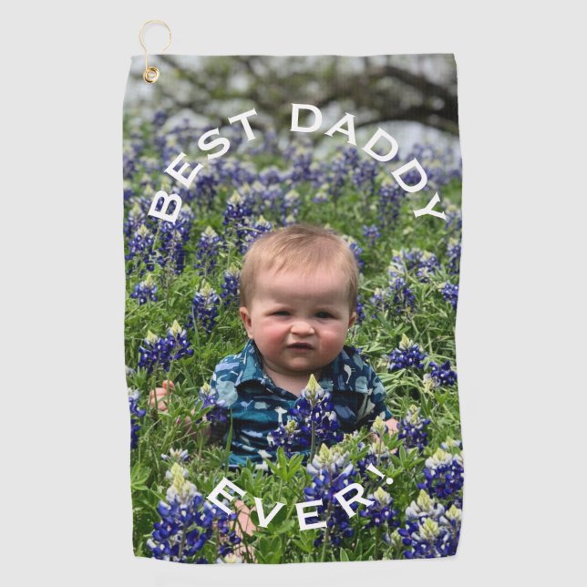Serviette De Golf Best Daddy Ever Photo personnalisée et typographie (Devant)