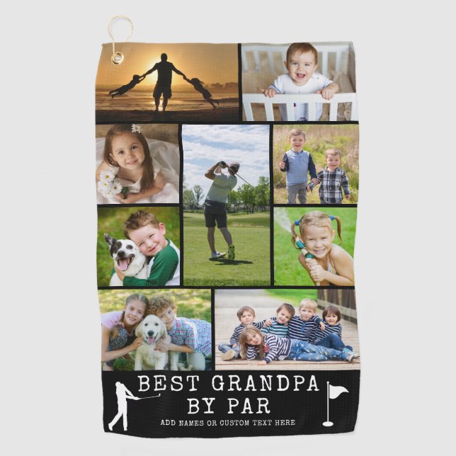 Serviette De Golf BEST GRANDPA PAR PAR 9 Collage photo Personnalisé  (Devant)