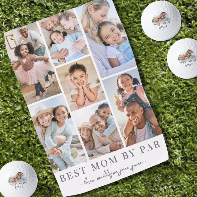 Serviette De Golf Best Mom By Par Photo Collage Mère (Best Mom By Par Photo Collage Mother Golf Towel)