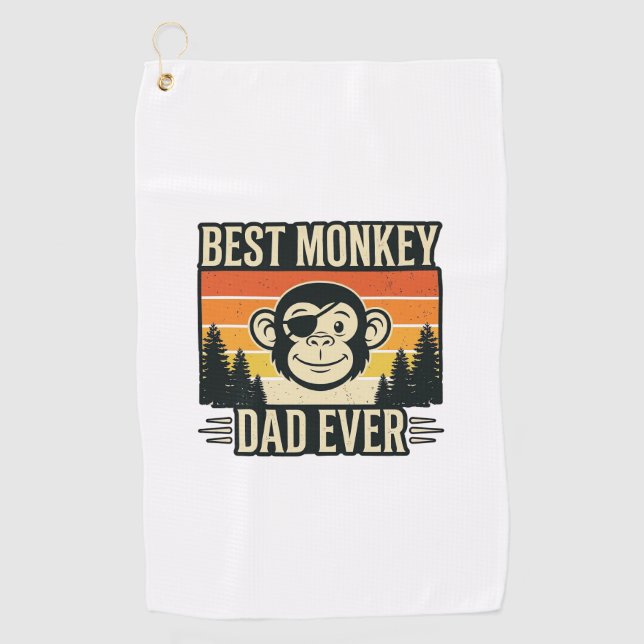 Serviette De Golf Best Monkey Dad Ever Vintage Monkey Father Shirt_1 (Devant)