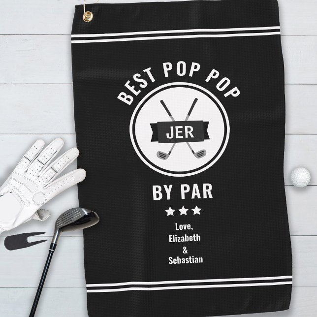 Serviette De Golf Best Pop Pop By Par Modern Golfer Golf Lover Noir (Créateur téléchargé)