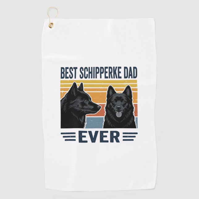 Serviette De Golf Best Schipperke Dad Ever Retro Dog Vector Design_1 (Devant)