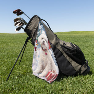 Serviette De Golf Bichon Frise Chien Hiver Merveilles Pays de Noël J