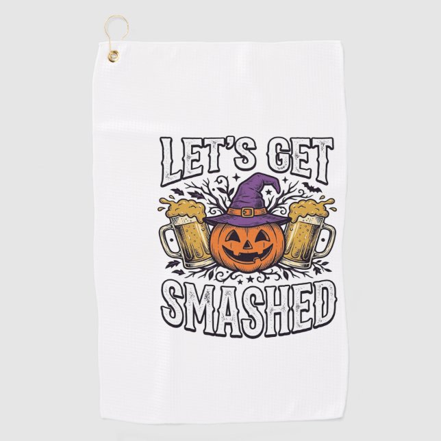 Serviette De Golf Bièredecitrouille Halloween défonçons-nous (Devant)