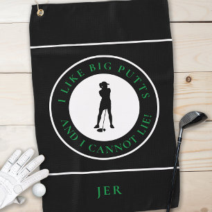 Serviette De Golf Big Putts Funny Lady Golfer Modern Black Green