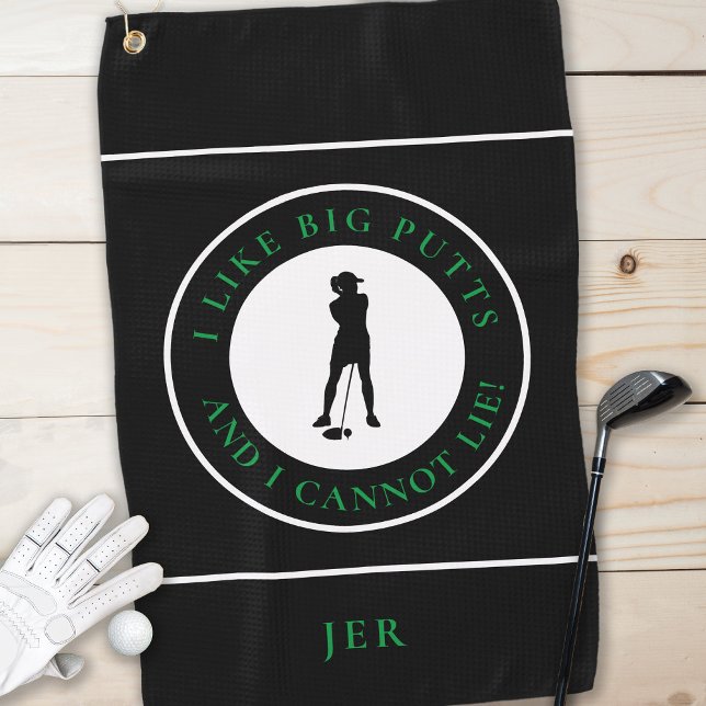 Serviette De Golf Big Putts Funny Lady Golfer Modern Black Green (Créateur téléchargé)