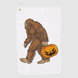 Serviette De Golf Bigfoot Sasquatch portant un T-shirt Citrouille ef