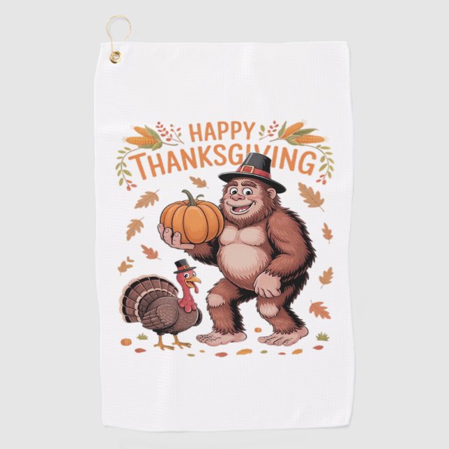 Serviette De Golf Bigfoot Turquie Citrouille Thanksgiving Day Classi (Devant)