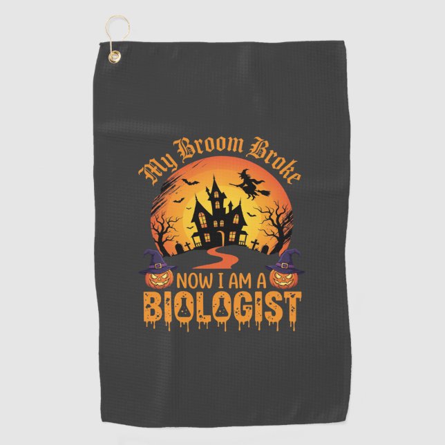 Serviette De Golf Biologiste d'Halloween Sorcière Maison Hantée Citr (Devant)