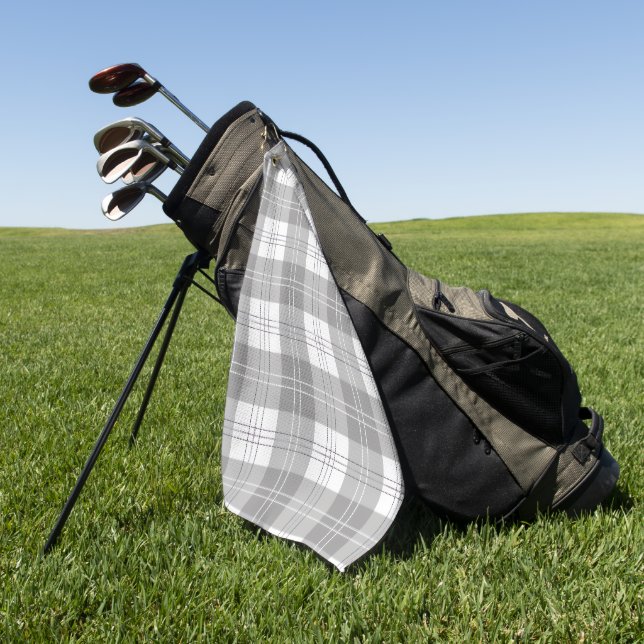 Serviette De Golf Black and White Buffalo Plaid (Vert)