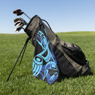 Serviette De Golf Black Blue Haida Eagle Thunder Bird Art autochtone