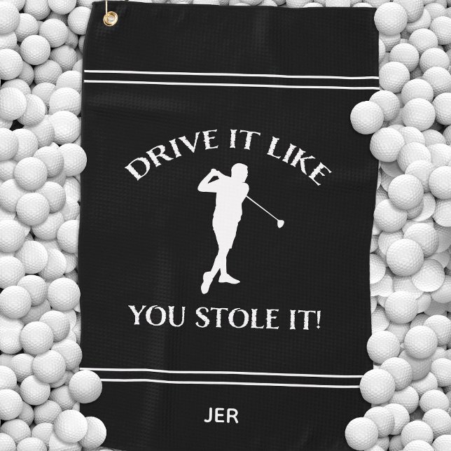Serviette De Golf Black Funny Golfer Humour Pour Lui Monogramme Spor (Black Funny Golfer Humor For Him Monogram Sports Golf Towel)