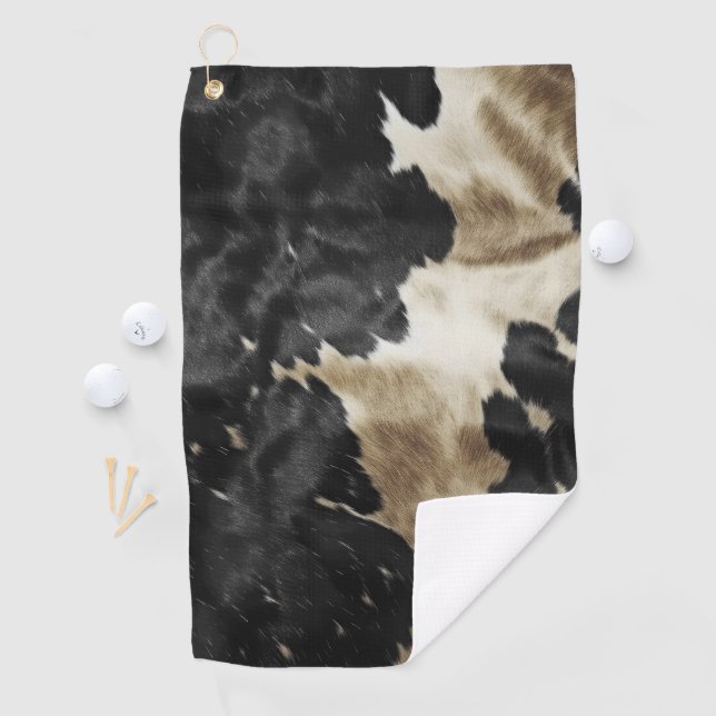 Serviette De Golf Black Gold Cream Western Cowhide (En situation)