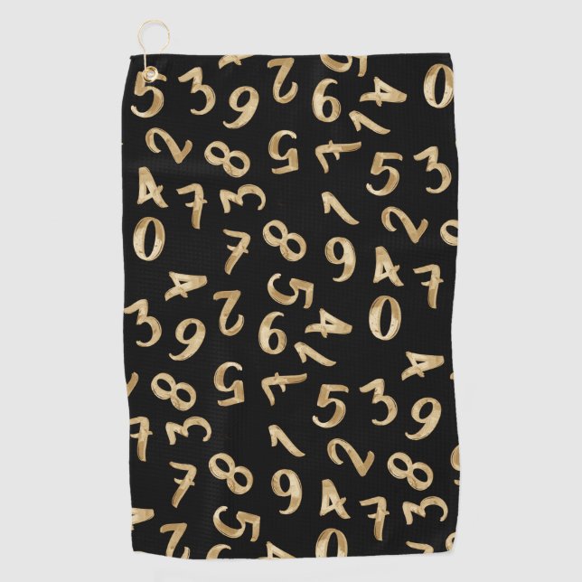 Serviette De Golf Black Gold Numbers Luxury Motif Chic Comptable (Devant)