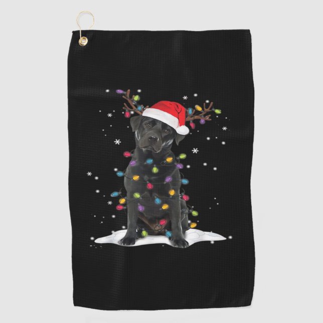 Serviette De Golf Black Labrador Xmas Dog Christmas Tree Light Class (Devant)