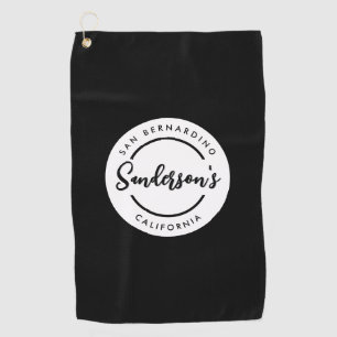 Serviette De Golf Black White City Ville Lieu Nom Endroit Cercle