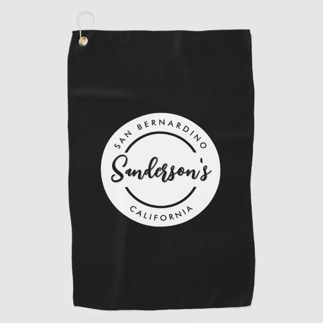 Serviette De Golf Black White City Ville Lieu Nom Endroit Cercle (Devant)