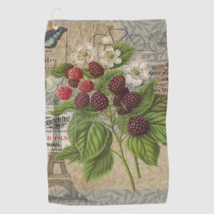 Serviette De Golf Blackberries Floral Garden Flower Papillon Art