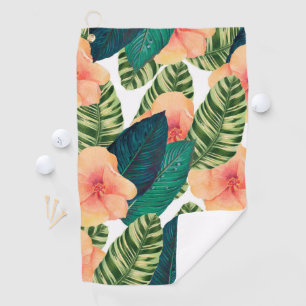 Serviette De Golf Blanc exotique tropical de ketmie