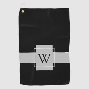 Serviette De Golf Blanc noir monogramme personnalisé