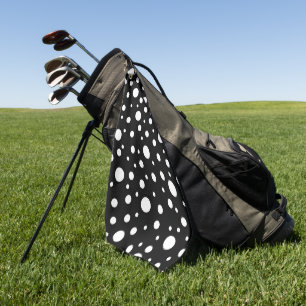 Serviette De Golf Blanc sur le Motif de points Polka Noir