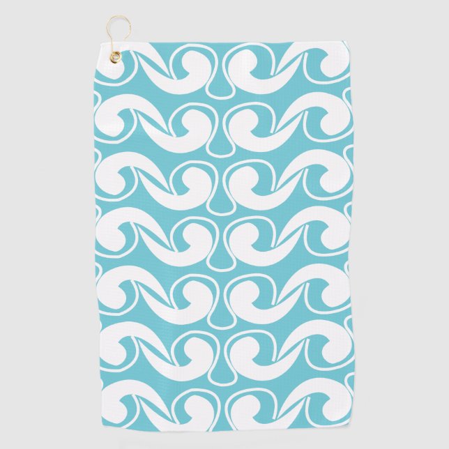 Serviette De Golf Bleu Blanc Abstrait (Devant)