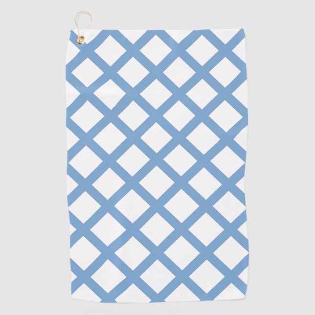 Serviette De Golf Bleu Blanc Arlequin Diamond Motif (Devant)