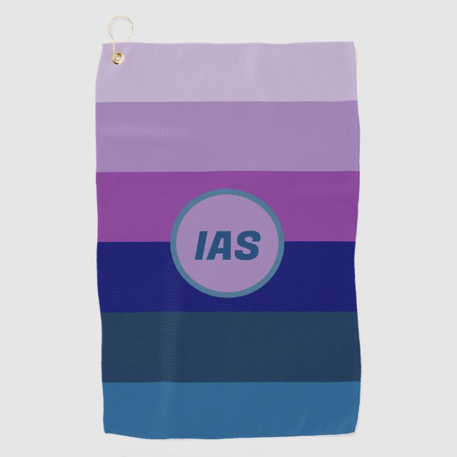 Serviette De Golf Bleu cosmique et rayures violettes (Devant)