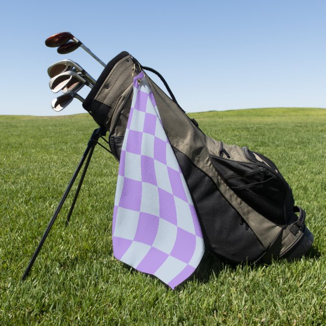 Serviette De Golf Bleu doux et carreaux lavande (Vert)