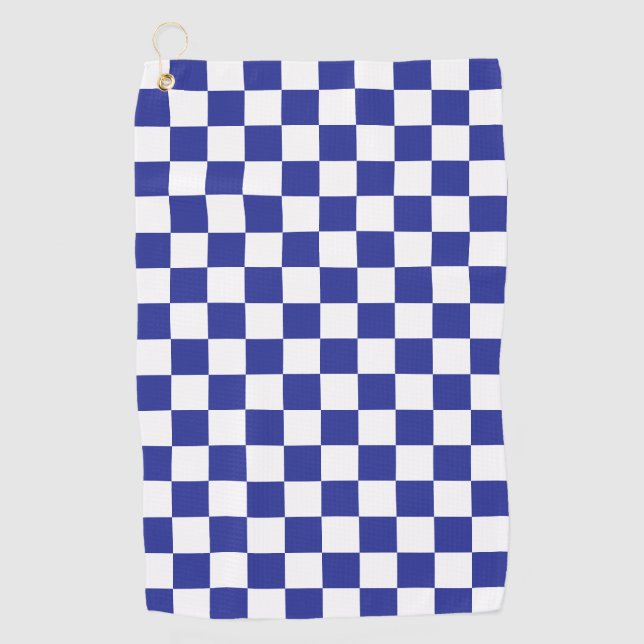 Serviette De Golf Bleu et blanc à carreaux  (Devant)