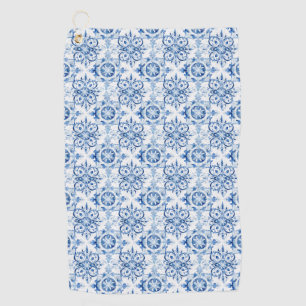 Serviette De Golf Bleu et blanc Italien aquarelle carreaux motif