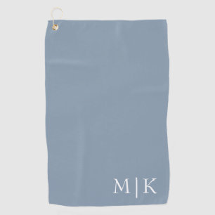 Serviette De Golf Bleu et blanc poussiéreux Monogramme moderne