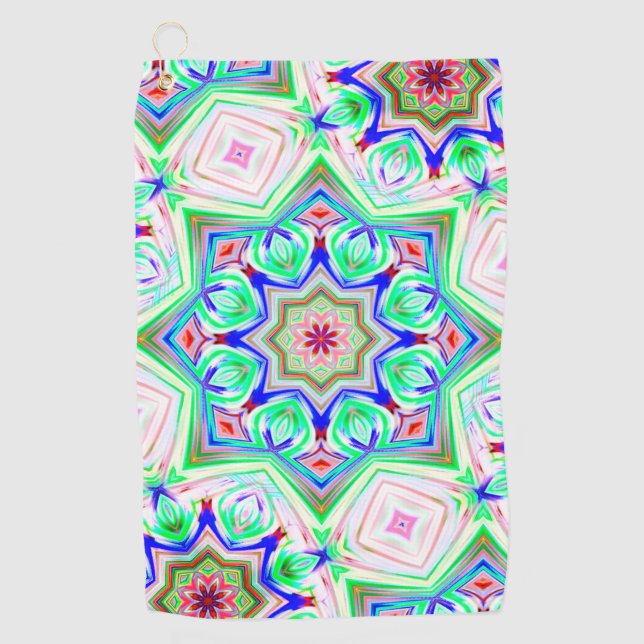 Serviette De Golf Bleu et rouge huit points étoile kaléidoscope (Devant)
