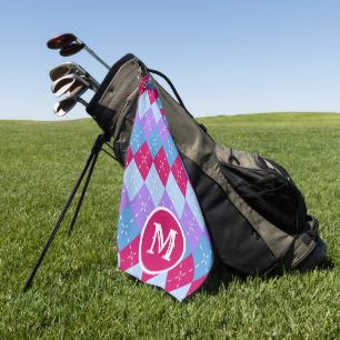 Serviette De Golf Bleu framboise Lavande Magenta Jacquard Personnali