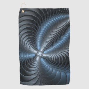 Serviette De Golf Bleu gris plastique art fractal 3D abstrait modern