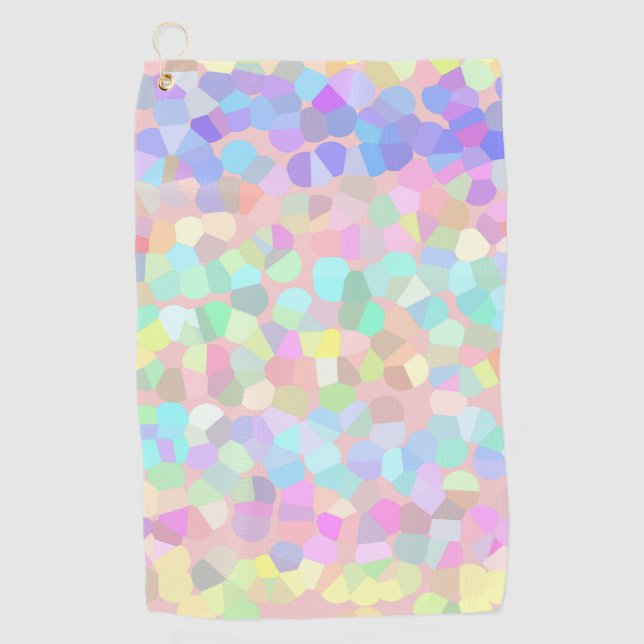 Serviette De Golf Bleu jaune rose vert pastel Mosaïque Abstraite (Devant)