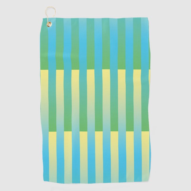 Serviette De Golf Bleu Jaune Vert Motif Rayé (Devant)