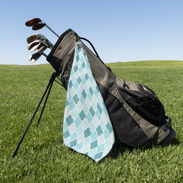 Serviette De Golf Bleu Marocain Trellis, Lattes, Quatrefoil (Vert)