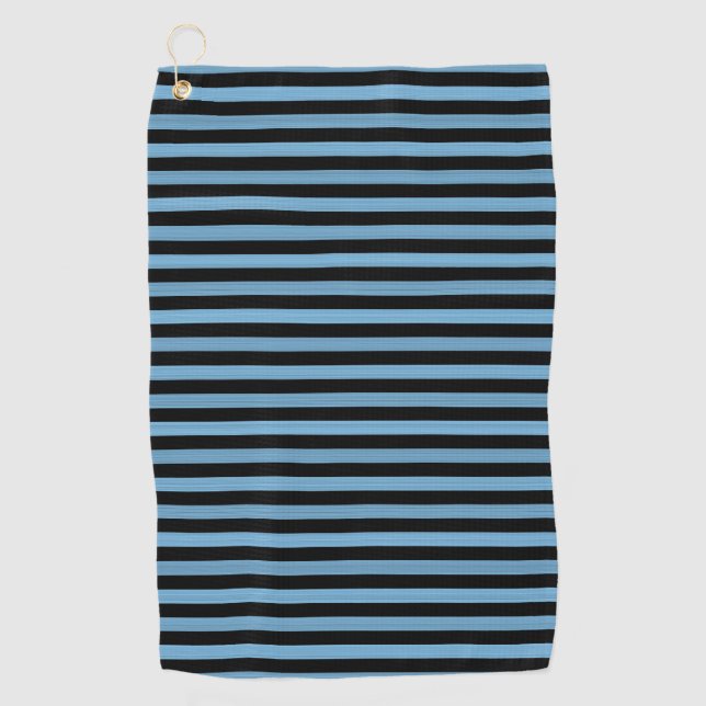 Serviette De Golf Bleu noir rayures motif sans couleur (Devant)