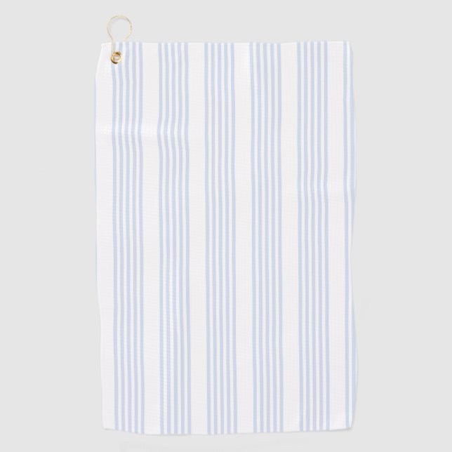 Serviette De Golf Bleu pâle et blanc cinq bandes motif (Devant)