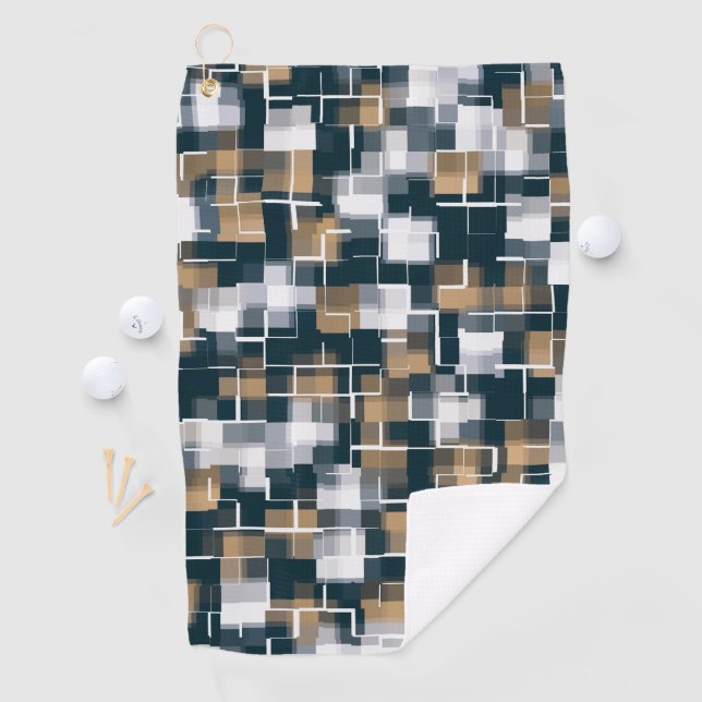 Serviette De Golf Bleu tendance Gold Brown noir blanc plaid (En situation)