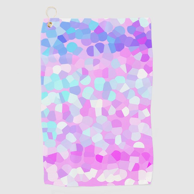 Serviette De Golf Bleu violet rose vert pastel Mosaic Abstrait (Devant)