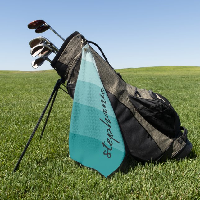 Serviette De Golf Bloc de couleur sarcelle à signature moderne perso (Vert)