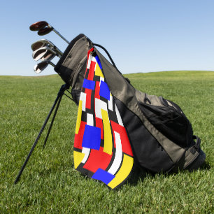 Serviette De Golf Blocs géométriques rouge, jaune, noir et bleu