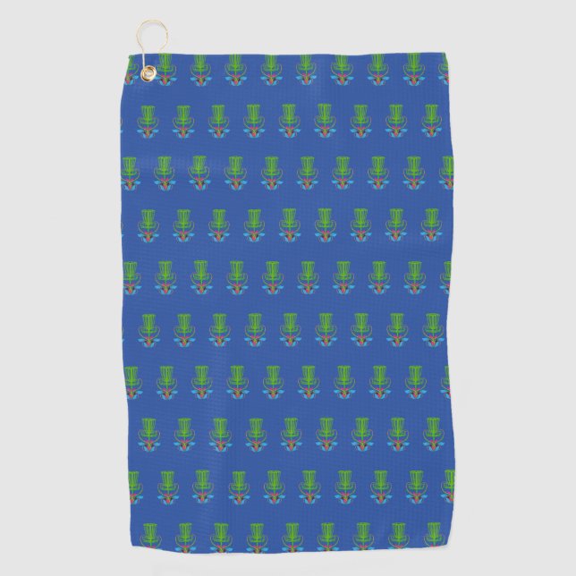 Serviette De Golf Blue Disk Golf serviette avec panier vert (Devant)