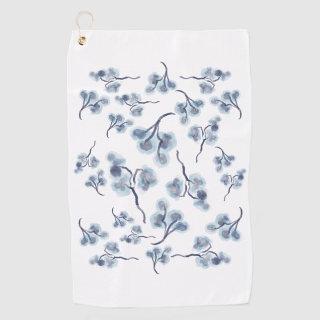 Serviette De Golf Blue Floral Golf Towel (Devant)