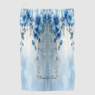 Serviette De Golf Blue Flowers and Pearls Golf Towel