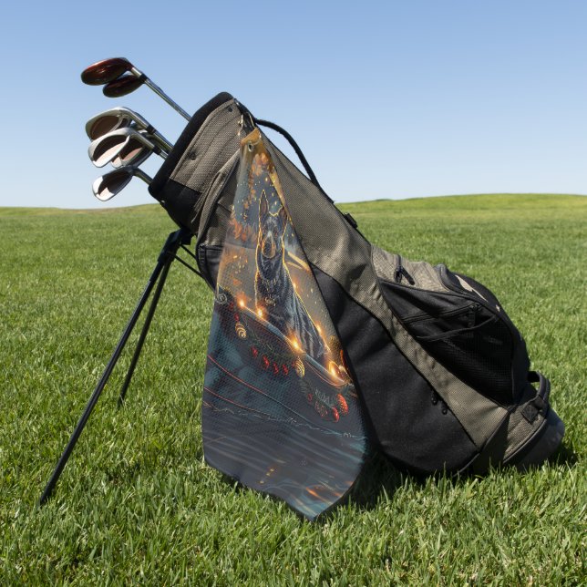 Serviette De Golf Blue Heeler Noël Festive Voyage (Vert)