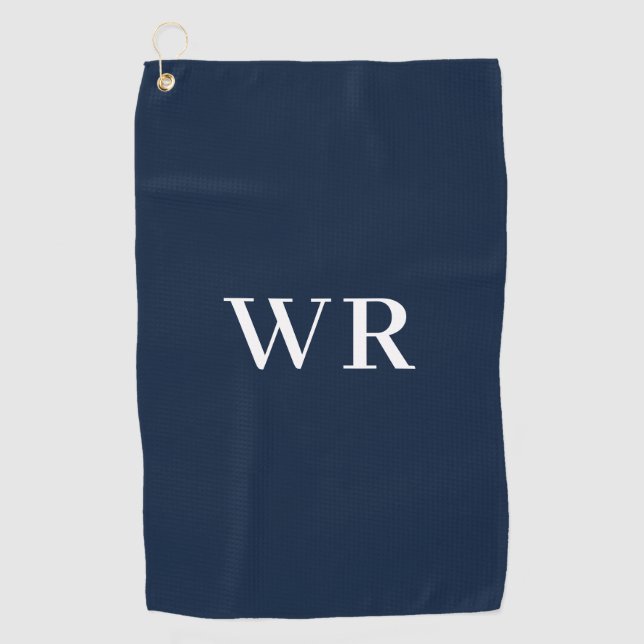 Serviette De Golf Blue Modern Monogramme Golf Serviette (Devant)