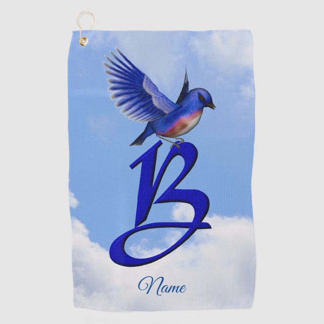 Serviette De Golf Bluebird Elegant Monogram Initiale B Personnalisée (Devant)